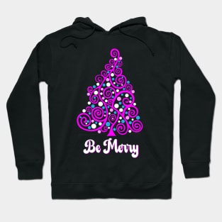 Doodle Christmas Tree "Be Merry" - Barbie Style Colors, Hoodie